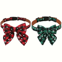 Kalung Anjing Natal dengan Dasi Kupu-kupu, Kalung Hewan Peliharaan yang Dapat Disesuaikan dengan Dasi Kupu-kupu yang Dapat Dilepas, Kalung Natal dengan Dasi Kupu-kupu untuk Anak Anjing Perempuan dan Laki-laki