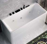 Baignoire japonaise impériale autoportante sans joint en pierre artificielle isolée à bord fin, douce pour les appartements et les foyers