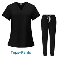 Ensemble Uniforme Médical Femme d'Hôpital à Manches Courtes, 2 Pièces, Personnalisé, Logo, Blouse Décontractée de Médecin avec Poche et Pantalon de Travail d'Infirmière