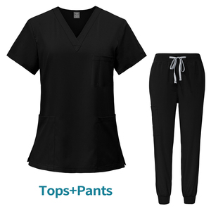 Ensemble Uniforme Médical Femme <span class=keywords><strong>d</strong></span>'Hôpital à Manches Courtes, 2 Pièces, Personnalisé, Logo, Blouse <span class=keywords><strong>D</strong></span>écontractée de Médecin avec Poche et Pantalon de Travail <span class=keywords><strong>d</strong></span>'Infirmière - Product Image 4