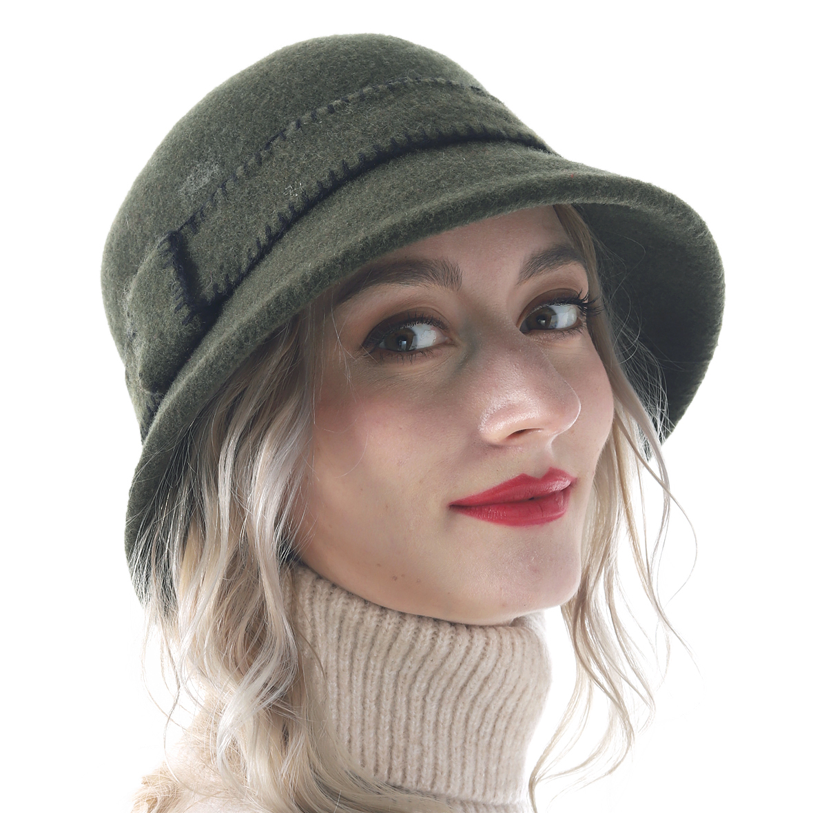 Vintage Felt Bowler Bucket Hat - Elegant 1920s Cloche display picture 2