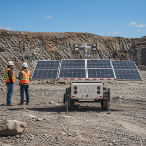 Tour d'éclairage mobile solaire TPE-1200L avec 4 projecteurs LED de 150W, 16,08 kWh, montée sur remorque pour la construction, l'exploitation minière et la location TPE-1200L - Product Image 3