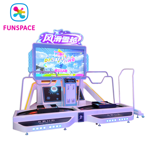 Funspace Indoor Commercial Arcade Ski Simulator Video Game Coin Operated 2 Players Ski Racing Simulator