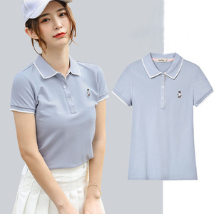 2020 nouveau ours <span class=keywords><strong>polo</strong></span> femmes été coton T-shirt à manches courtes brodé revers sport ample mince T-shirt - Product Image 2