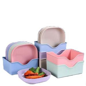 Reusable Eco-friendly <strong>PP</strong> Square Food <strong>Serving</strong> <strong>Tray</strong> Wheat Straw Dishes &amp; Plates for Home Restaurant 100pcs MOQ - Product Image 4