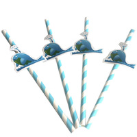 Lot de pailles décoratives à rayures tropicales pour Luau, fournitures pour fête à la piscine hawaïenne, en papier pour fête