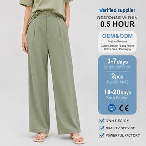Pantalones de Traje de Pierna Ancha <span class=keywords><strong>Verde</strong></span> Salvia para Mujer, de Cintura Alta con Lazos para Cinturón, Pantalón de Oficina con Caída, <span class=keywords><strong>Pantalon</strong></span> Tailleur Femme - Product Image 4