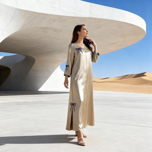 Robe Abaya de Luxe Premium en Polyester Couleur Unie pour Femmes Musulmanes – Fournisseur en Gros Personnalisé Élégant - Product Image 4