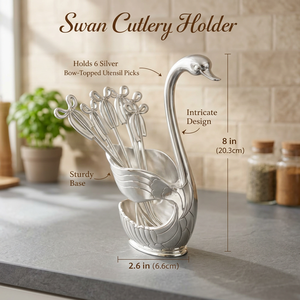 Swan Shape Metal Tableware Storage <b>Holder</b> Elegant <b>Kitchen</b> <b>Utensil</b> Rack Standing Type Single Tier Durable Design - Product Image 3