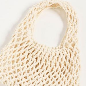 Bolso Tote Mini de Algodón para Mujer, Diseño de Moda para Playa de Verano, Otoño/Invierno, Patrón Sólido, Personalizado, de Malla de Algodón, Ligero, con Parte Superior Abierta - Product Image 4