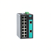 Commutateur non géré Moxa EDS-316-T pour rail DIN, 16 ports 1000 Mbps RJ45 Ethernet, dispositif réseau industriel IEEE 802.3, 24 V