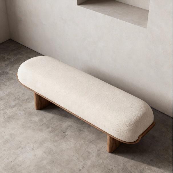 [Lambswool Bench] White | Ash Wood