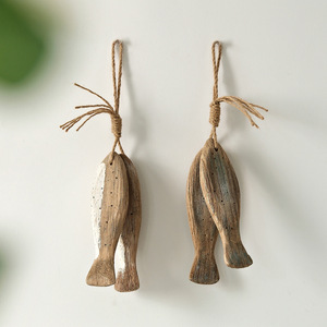 Wooden Fish Wall Hanging Irregular Shape Mediterranean Style Home Decor Living Room Dining Room Decoration - Product Image 1