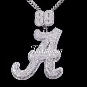 Custom Fine Jewelry Pass Testter Diamond Vvs Moissanite Iced Out Letter Name Pendant 925 Silver For Women Jewelry