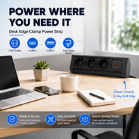 Prise de courant mobile pour bureau avec port de charge USB, multiprise à clipser sur le bord du bureau