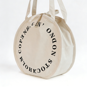Grand sac fourre-tout en toile de coton, forme ronde, écologique et durable, tissu épais 16 oz, avec votre logo personnalisé, toile circulaire - Product Image 5