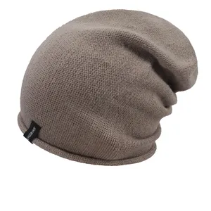 หมวกไหมพรมแคชเมียร์ถักสำหรับผู้หญิงและผู้ชาย,หมวกบีนนี่ทรงหัวกระโหลกสำหรับใส่ในฤดูหนาวผ้าขนสัตว์