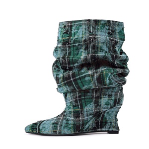 Botas vaqueras de mujer hasta la rodilla con punta, estilo occidental, sin cordones, para otoño y primavera - Product Image 2