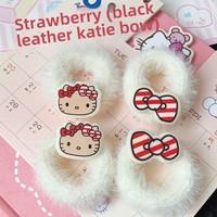 Vente en gros d'élastiques à cheveux noirs Hello Kitty, super mignons, accessoires pour cheveux doux et élégants pour enfants, meilleur cadeau pour