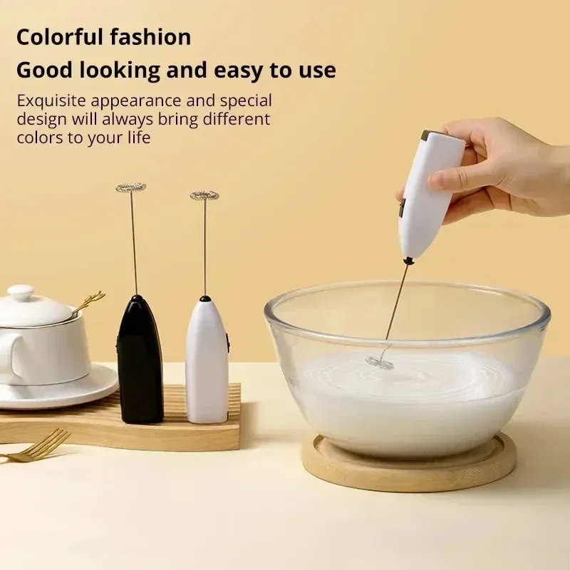 Milchaufschäumer Handmixer elektrischer Kaffee-Schaum-Becher Eierschaum aus Edelstahl Cappuccino-Mini-Räuscher tragbares Heimküchenwerkzeug