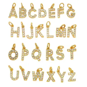 Hot Selling Fashion Bubble Engelse Letter Zirkoon Hanger Diy Bijpassende Letters Verguld 18K Goud Diy Accessoires Voor Ketting