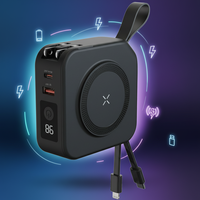 Chargeur portable 5 en 1 PD 20W avec chargeur sans fil magnétique, prise murale AC, câble intégré, charge rapide, Power Banks
