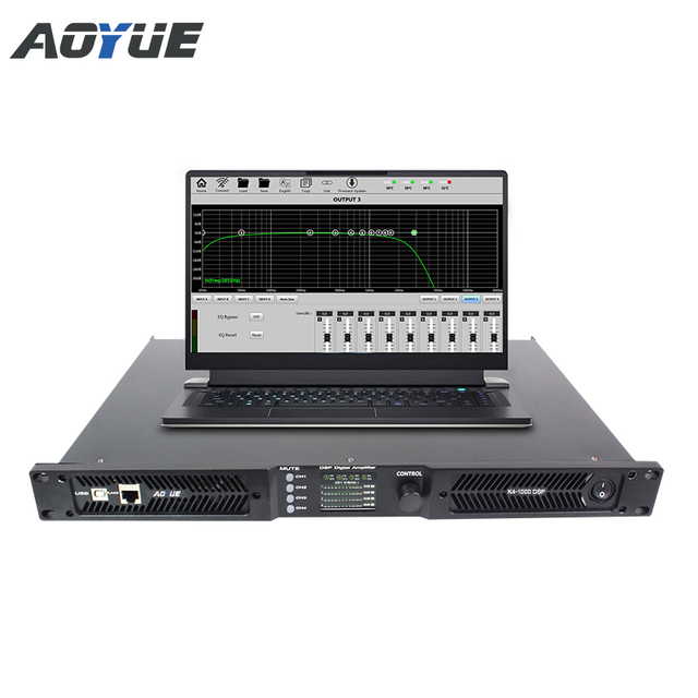 K4-1000 DSP 1000W*4CH Class D 1U Sound Audio Stage Karaoke Home Professional Portable Amplifier
