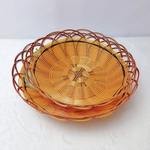 Round Metal Fruit Basket Set Orange Pink Living Room <b>Snack</b> Storage Food Container KTV <b>Bar</b> Dessert Plate 30 Series - Product Image 2