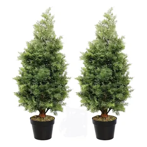 Оптовая продажа с завода, устойчивое к УФ-излучению искусственное Cypress Topiary спиральный шар из бокса, искусственное кедровое дерево для прихожей