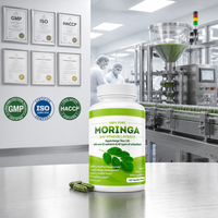 Suplemen Diet Kapsul Moringa OEM dengan 100% Bubuk Daun Murni, Manfaat Antioksidan, Kualitas Makanan