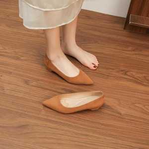 6388C Zapatos planos elegantes de ante sintético con punta en pico para mujer, sin cordones, negros, para todas las estaciones - Product Image 3