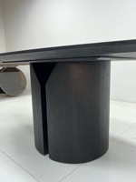 Meubles de maison de luxe modernes, table à manger en bambou avec plateau en pierre et base sculpturale pour salle à manger et usage hôtelier
