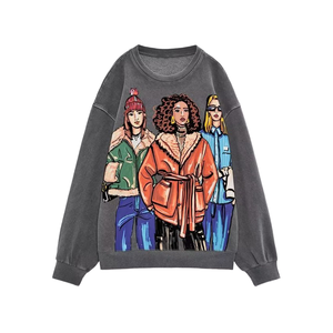 Sudadera de Manga Larga con Cuello Redondo, Tejida, Estampada, Casual, Ecológica y Antiencogimiento para Mujer, Colección Otoño 2025 de Six Trend Sports - Product Image 2