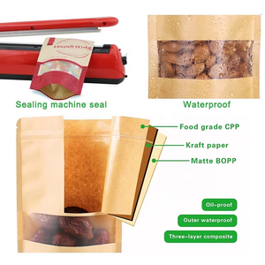 Tùy chỉnh bao bì Nắp kéo giấy <span class=keywords><strong>kraft</strong></span> đứng lên túi với cửa sổ Túi Mylar bán buôn Zip khóa Nhựa đứng lên túi thuốc lá - Product Image 4