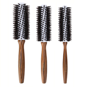 Cepillo Redondo de Cerdas de Jabalí, Grande, Mediano y Pequeño, para Peinar y Rizar el Cabello, con Conducción de Calor, para Uso en Salón - Product Image 1