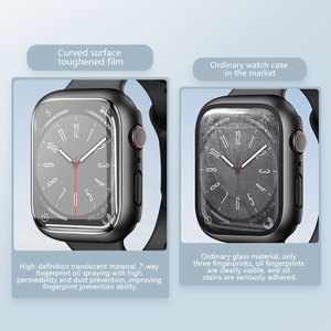 Caja de reloj de PC impermeable para <span class=keywords><strong>Applewatch</strong></span> Band 41mm 40mm 44mm 45mm caja de reloj curvada de vidrio templado para IWatch Series 8 7 <span class=keywords><strong>6</strong></span> SE 5 - Product Image 3