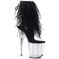 20 cm dos dentelle plume tempérament super hauts talons pôle danse bottes bout ouvert cool bottes cheville club sexy chaussures pour femmes