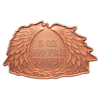 Pièce de monnaie personnalisée en cuivre fin 999 de 5 OZ, forme d'aile irrégulière, relief 3D, ange déesse, souvenir de collection