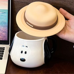 Dessin animé 3D Snoopys chapeau de paille <span class=keywords><strong>tasse</strong></span> à café en céramique 500ml capacité mignon Animal chien en forme de <span class=keywords><strong>tasse</strong></span> pour cadeaux - Product Image 3