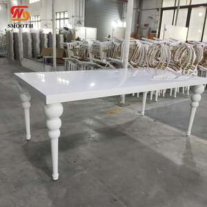Mesa de comedor rectangular superior blanca de alta calidad, superventas, suave, mesa de boda de acero inoxidable - Product Image 1
