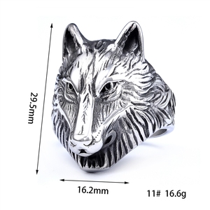 Anillos de Moda de Joyería Fina al por Mayor de la <span class=keywords><strong>Serie</strong></span> Vikinga con Cabeza de Lobo de Hielo Retro y Poderosos para Hombres y Mujeres - Product Image 3