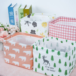 Foldable Non Woven <b>Square</b> Storage <b>Basket</b> 4 Pack For Home Desk Organization With Cute Patterns - Product Image 1