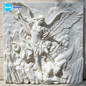 Ángel Griego Hecho a Mano en Mármol Natural con Alas, Escultura en Relieve para Iglesia, Villa, Interior, Hogar y Jardín - Product Image 4