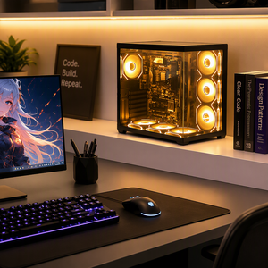Nouveau boîtier PC ATX Pclooing, tour moyenne avec ventilateurs, boîtier d'ordinateur Micro ATX, boîtier d'ordinateur de jeu, accessoires d'ordinateur de jeu - Product Image 1