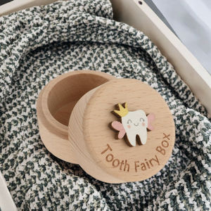 Handmade Custom Fairy Organizer Classic Carved Wooden Milk Tooth <b>Box</b> Personalized <b>Keepsake</b> Storage for <b>Baby</b> Boys Girls Wholesale - Product Image 2