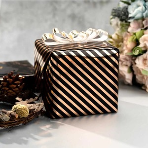 Eco-Friendly Recyclable Gift Box Gold Snowflake <b>Pattern</b> Black Ribbon Decorative Packaging Digital Printing Compatible <b>Paper</b> - Product Image 2