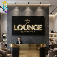 Enseignes murales 3D en acrylique et bois pour café, restaurant, décoration intérieure, enseignes lumineuses à LED pour les commerces
