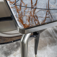 Table à manger moderne en marbre Ensemble de tables à manger rectangulaires de luxe en acier inoxydable or et argent Tables à manger italiennes de luxe