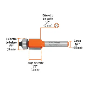 Master con 24 unità di punta del Router, taglio dritto, 1/2 'con cuscinetto, Truper - Product Image 3