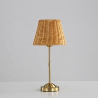 Lampe de bureau moderne vintage tressée à la main, rechargeable USB, sans fil, en rotin, avec variateur tactile, lumière d'ambiance pour fête
